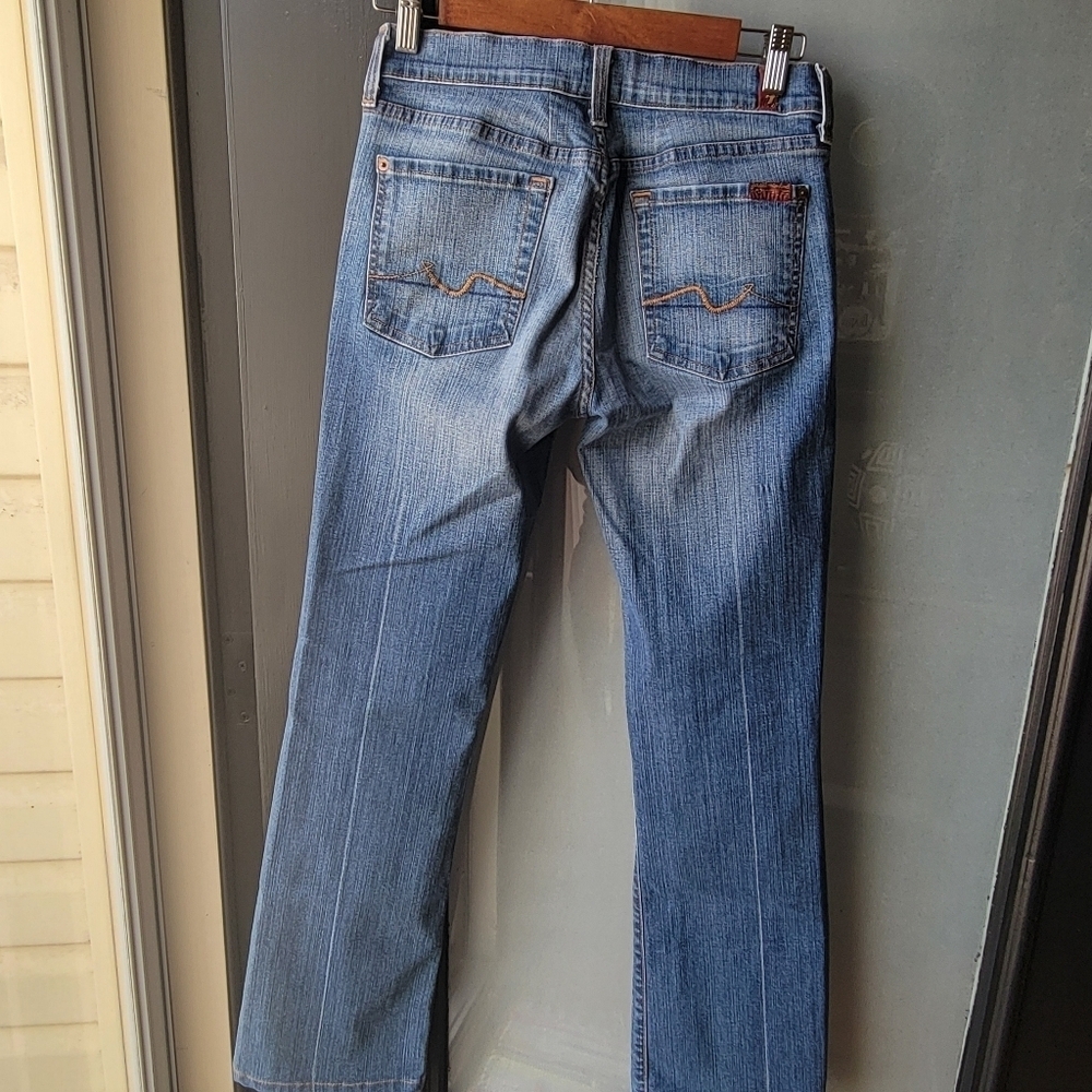7 For All Mankind Bootcut Womens 28 Rise 8" Denim Flare Stretch Blue Stretchy - Picture 3 of 12